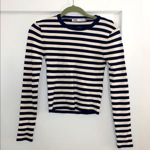 Zara navy/cream striped shirt